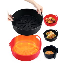 Mastery Mart 3-5QT Reusable Silicone Air Fryer Liners -7 Inch, 2 Pcs Air Fryer Silicone Basket/Pot, Durable/Easy to Clean Silicone Baking Tray for Air Fryer, Microwave, Oven, Steamer