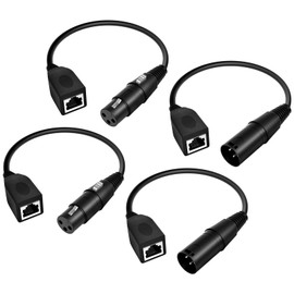 3 Pin XLR to RJ45 Adapter 【Upgraded】1ft RJ45 to 3 Pin for DMX Male Adapter 3 Pin DMX Cable 1ft for DMX-CON Controller Series Stage and Recording Studio XLR 3 Pin to RJ45 Male and Female Adapter (4)