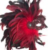 MasqStudio Couples Red Lace Masquerade Ball Mask Pair Feather Birthday