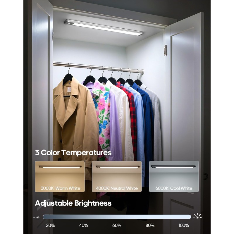 Goodea 17.5Inch Under Cabinet Lighting, 4500mAh Rechargeable Battery Motion Sensor
