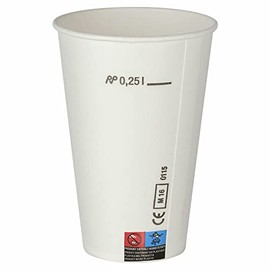 VEPATIM 100 Cold Drink Cups Paper Cups White with CE Marking 250 ml