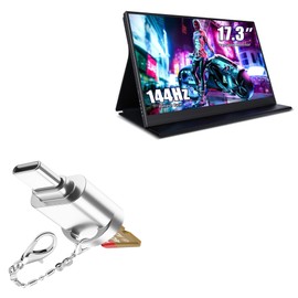 BoxWave Adapter Compatible with ZSCMALLS Portable Monitor Gaming Monitor (17.3 in) - Micro SD Card miniReader, USB Type-C OTG Reader USB3.0 Adapter Keychain - Metallic Silver