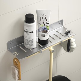 Bernkot Shower Shelf Shampoo Holder for Shower, Bathroom Shower Shelf, Wall Shelf, Shower Bathroom Shelf, 30.5 x 9 x 4 cm, Silver