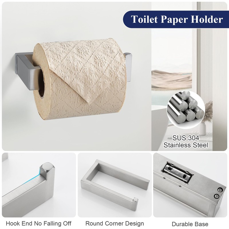 3 Pieces Bathroom Hardware Accessories Set, Set SUS304 Stainless Steel