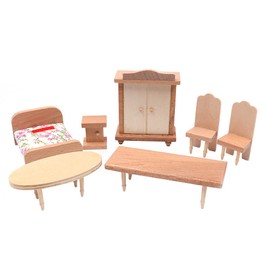 CENPEK Dollhouse Furniture 1:12 Scale Dollhouse Wooden Furniture Miniature Set Dollhouse Accessories Furniture Model Bedroom