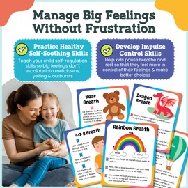 Breathing Cards for Kids – Mindfulness & Calming Corner Kit Must Haves, Yoga & Speech Therapy Materials, Special Education Classroom Office, Social Emotional Learning, Mindful Sensory Play Activities