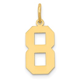 Solid 14k Yellow Gold Medium Number 8 Charm Pendant - 20mm x 8mm