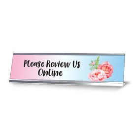Please Review Us Online, Floral Designer Desk Sign (2 x 8")