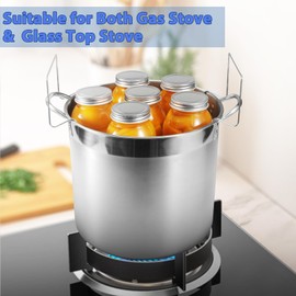 HOMKULA Water Bath Canning Pot with Rack and Lid, Steam Canner with Canning Supplies Starter Kit, 9 Pieces, Stainless Steel, Black (Induction/Glass Top Stove Compatible) U2
