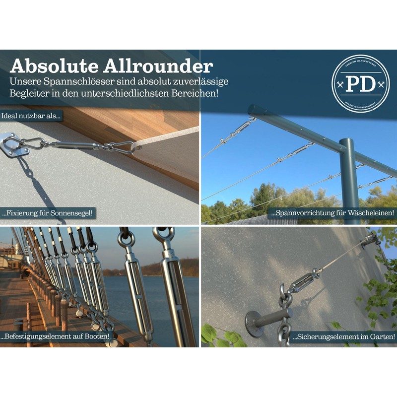 PD® Turnbuckle M5 Stainless Steel A4 (Hook Eyelet) | Awning