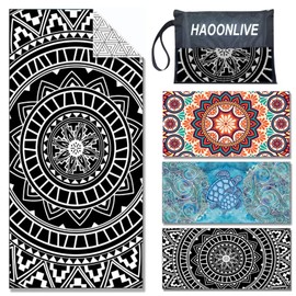 HAOONLIVE Beach Towel Quick Dry 71" x 35" Pool Towels with Travel Bag,Oversized Travel Towel Lightweight Compact Beach Towel, Large Sand Free Beach Towels (Malecon)