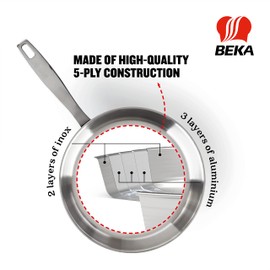 Beka Maestro Frying Pan Skillet - Stainless Steel Pan for Stainless Steel Cookware Set 5-Ply Construction, Oven Safe, Nonstick Frying Pan, Lead & Cadmium Free, Non Toxic Cookware - 9.5 Inch