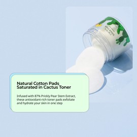 Yadah Almohadillas de tóner para cactus, 5.07 onzas líquidas, 60 unidades, exfoliante de limpieza facial sin crueldad, toallitas de tratamiento hidratante para poros claros, acné, piel sensible y seca