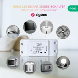 ZigBee Switch Nous L6Z - Alexa Light Switch Flush-Mounted Tuya Smart Home Switch with Timer, Power Consumption Electricity Meter, Relay 230 V Google Home Assistant ZigBee2MQTT - 3.0 Hub Required