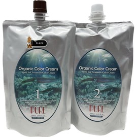 Organic Squid Ink Treatment Color Cream 1st 500ml + 2nd 500ml for Gray Hair Cover, No Scalp Pain with Fast Result (Mahogany Brown, 500 ML)