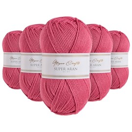 Utopia Crafts Super Aran Knitting and Crochet Yarn 5X 100g (5, Petal Pink)