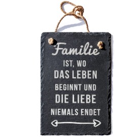 Spruchreif Slate Sign Family Slate Board with Engraving Slate Door Sign Wall Decoration Slate Board for Hanging Family Sign