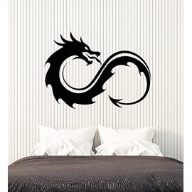 Vinyl Wall Decal Dragon Infinity Symbol Fantastic Beast Animal Stickers Mural Large Decor (g6748) Black