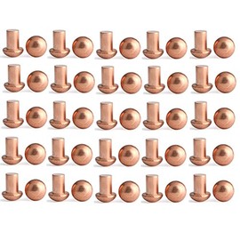 YXQ 50 Pcs Copper Solid Rivets 1/4 Diameter 5/16 L Shank Copper Round Head Fasteners,M6x8