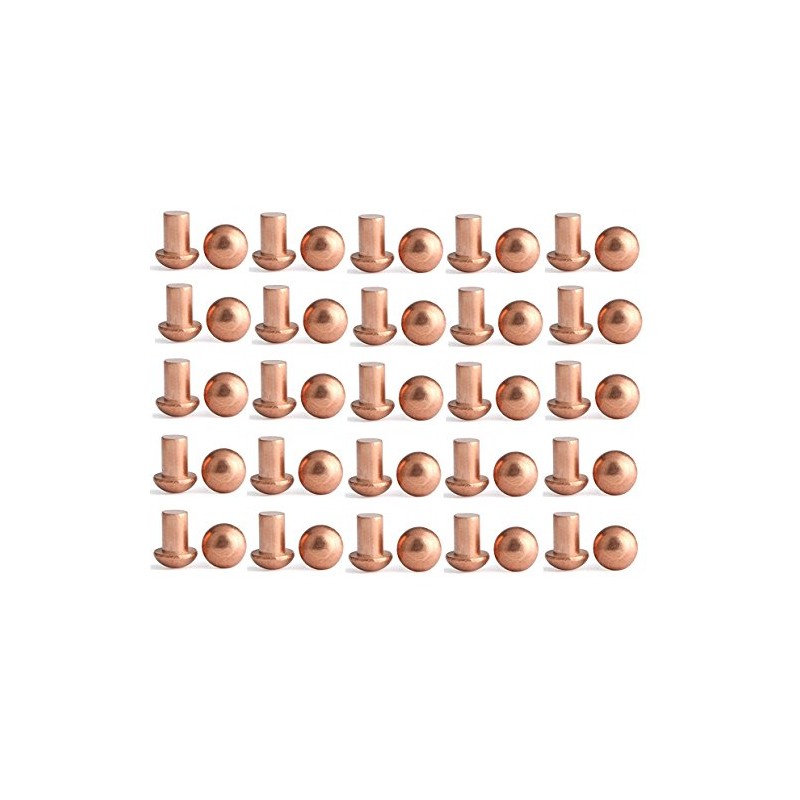 YXQ 50 Pcs Copper Solid Rivets 1/4 Diameter 5/16 L