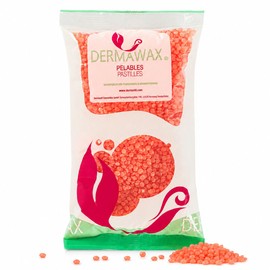 Dermawax Crystal Orange Wax Beads for Hair Removal - Hypoallergenic, Vegan, Fragrance-Free, Ideal for Sensitive Skin, Male and Female Depilation - Made in Italy (0.8 kg, Crystal Orange)