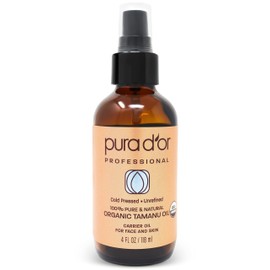 PURA D'OR Organic Tamanu Oil, USDA Certified 100% Pure & Natural Carrier Oil, Hexane Free Premium Grade Moisturizer Helps Reduce Appearance of Scars For Men & Women, 4oz