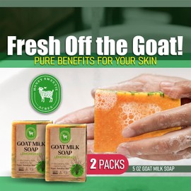 Honey Sweetie Acres 2-Pack All Natural Moisturizing 5 Oz Handmade Lemongrass Goat Milk Soap – Nourishing, Eco-Friendly, and Gentle on Skin