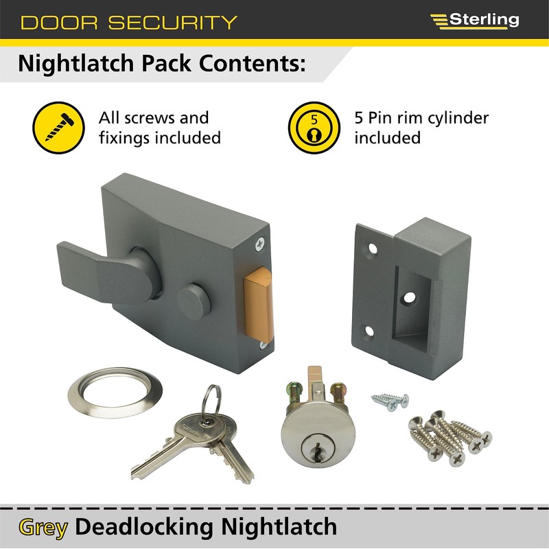 Sterling NLG101 Standard Deadlocking Nightlatch - Grey