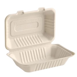 Eco-Friendly Take-Out Container Bagasse Blend, 9 x 6 x 3 inches, PFAS-Free, 50 Count