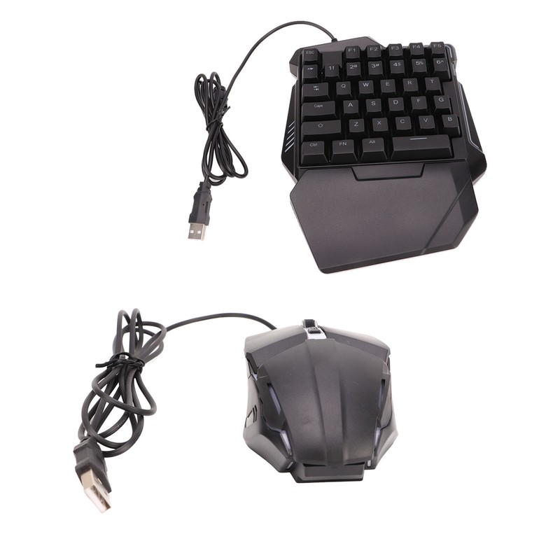 One Handed Keyboard Mouse Set Wired 35 Keys RGB Backlight