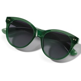 ViewJoy Oversized Polarized Sunglasses for Womens Retro Round Designer Vintage Green Trendy Frame