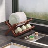 VERTORGAN Teak Dish Drying Rack,Folding Collapsible Drainer Plate Organizer Holder