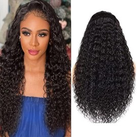 Xojao Water Wave HD Lace Front Wigs Human Hair 10A Deep Curly 13x4 Transparent Lace Frontal Wigs Pre Plucked Wet And Wavy Glueless Wigs Human Hair for Women 180% Density (22Inch, Natural Color)