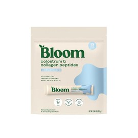 Bloom Nutrition Colostrum & Collagen Peptides Powder (15 Sticks)  - Grass-Fed Protein Powder for Gut Health, Immune Support & Skin