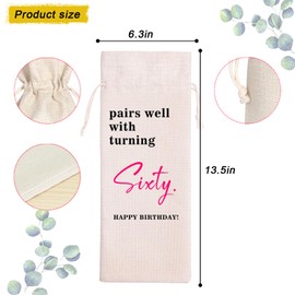 60th Birthday Wine Bag | Sixty Birthday Gift | 60 Years Old Gift | Idea Wine BagPairs Well with Birthday Bag | Birthday Gift For Him Her | 1964 Unique Birthday Gift (60th Birthday-Pink)