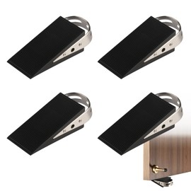 4 PcsDoor Stops, BlackDoor Wedge Rubber Door Stoppers, Non-Slip Heavy Duty Door Stop Wedges with Handle Design, Non-Scratching, for Any Floors
