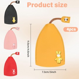 beidaiby 4PCS Key Pouch,Key Holder Cute Creative Cartoon,Pull Type Leather Keys Bag,Portable Car Keys Covers for Men Women,Concealed Durable Keyring Case,For Family,Friends,Colleagues and Relatives