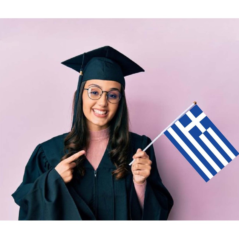Pack of 25 Greece Handheld Flag, Greek Decor Hand Held