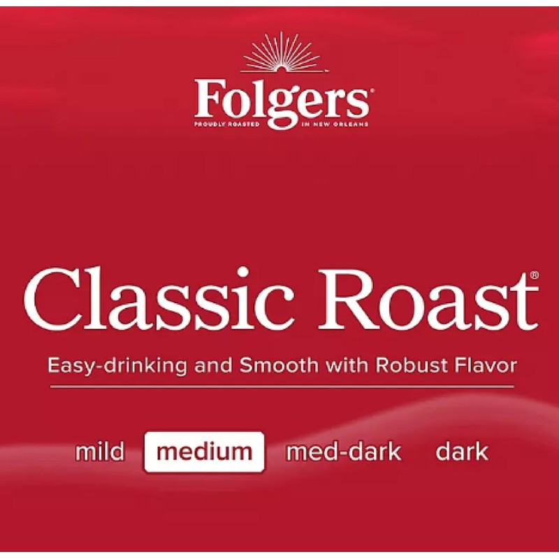 Folgers Classic Medium Roast Ground Coffee, 43.5 oz.