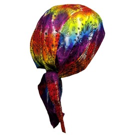 Tie Dye Doo Rag Rainbow 1960s Hippie Bandana Skull Cap Chemo Durag