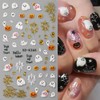 Halloween 5D Embossed Nail Stickers for Nail Art, Ghost Pumpkin