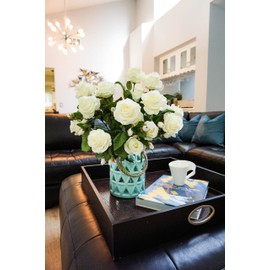 Admired By Nature GPB7338-CREAM 5 Stems Faux 15 Head Rose Bud Flower Bush, Cream