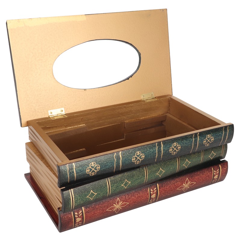 Book Tissue Box Cover Antique Rectangular Dispenser Napkin Holder for