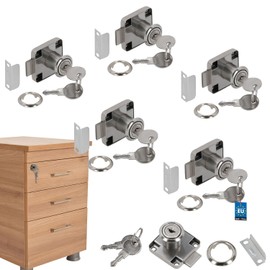 KOTARBAU® Set of 5 Furniture Locks for Screw-On Furniture Doors and Drawers 40 x 40 mm