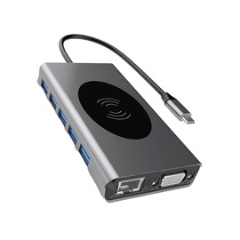 KOMBIUDA 1pc USB Hub Pd Adapter Type-c to USB and Ports for Rapid Charging and Audio Output for Home Use Silver