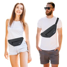 MAXTOP Waist Pouch, Hip Bag, Multi-functional, Storage Capacity, 4 Pockets, Abrasion Resistant, Lightweight, Crossbody Bag, For Motorcycling, Outdoors, Fishing, Work, Travel, Running, Dark Grey