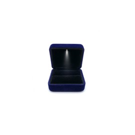 DELALO® Ring Box with LED Light, Velvet Ring Box with LED Lighting, for Engagement, Proposal, Wedding (Blue)