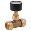 SharkBite 3/4 Inch Pressure Gauge Tee, Push to Connect Brass