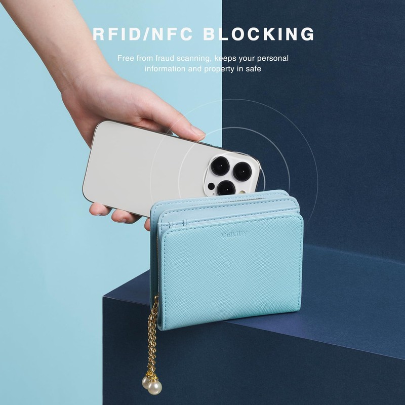 Vulkitty Purses for Women RFID Blocking Leather Bifold Card Wallet