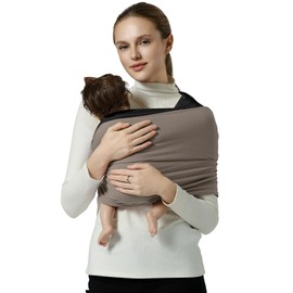 MISSWISDOM Baby Wraps Carrier, Baby Carrier Wrap Baby Wearing Wrap Newborn Wrap Carrier, Baby Sling, Baby Carrier Sling for Newborn and Infant, Black+Brown